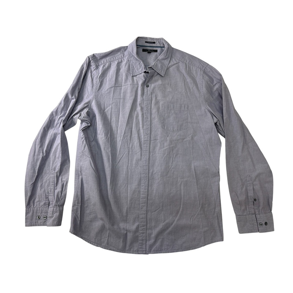 Marc Anthony Mens Slim Fit Pinstripe Button Down Shirt Purple XL
